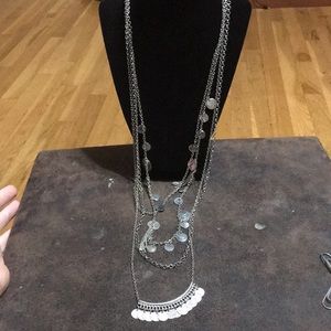💎3/$10 silver long tassel disc necklace